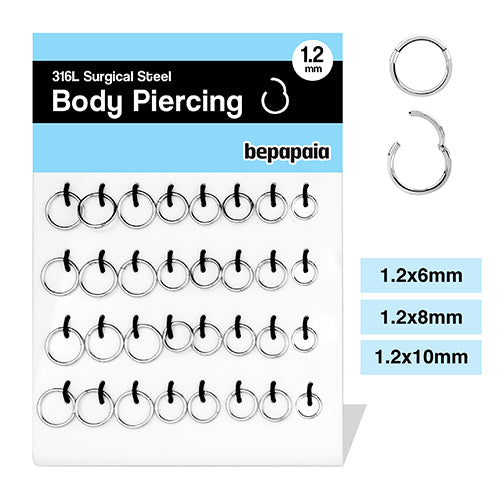Piercing aro segmento bisagra 1.2x6,8,10mm