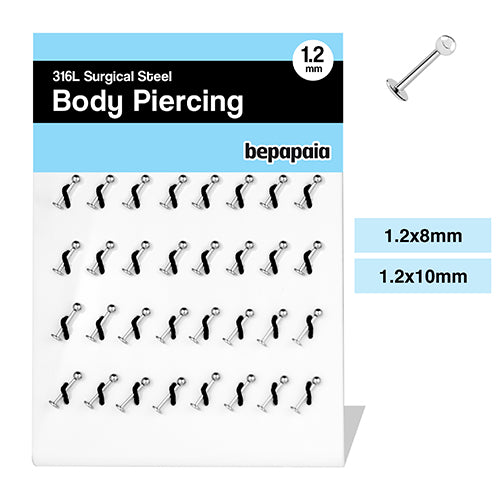 Piercing Labret Acero 1.2x8,10mm