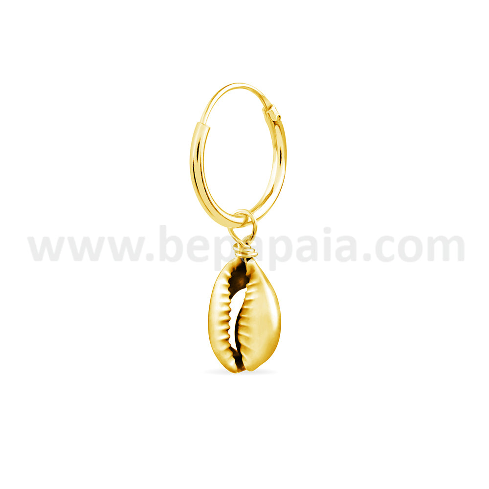 Sterling silver and gold plated hoop with shell