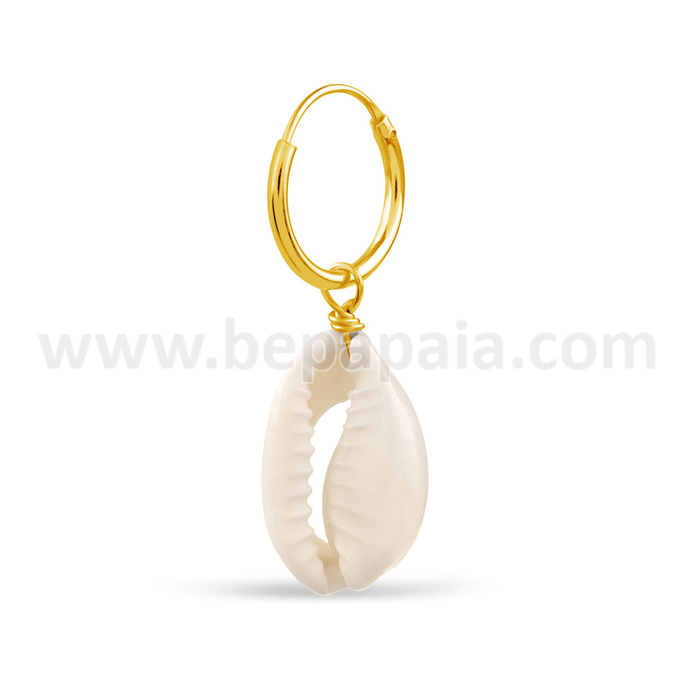 Sterling silver and gold plated hoop with shell