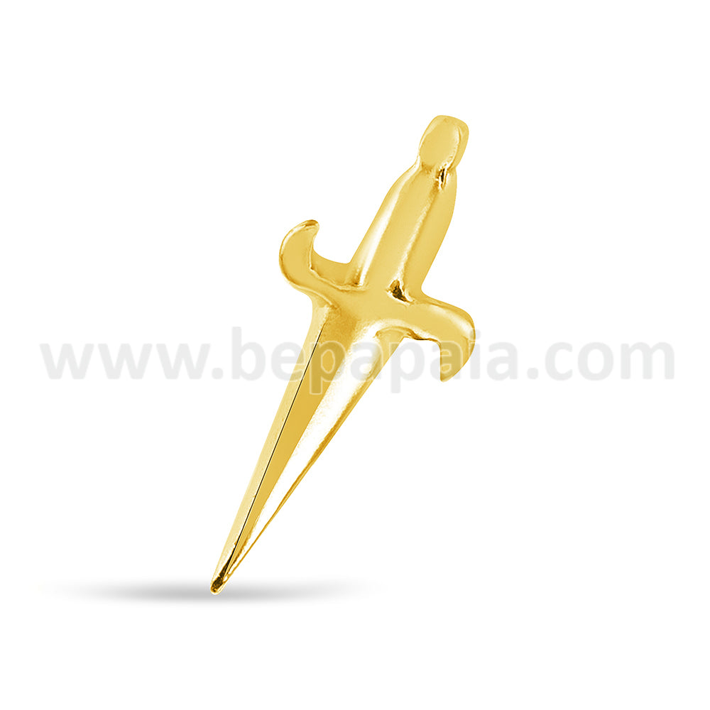 Sterling silver, black and gold plated stud with dagger