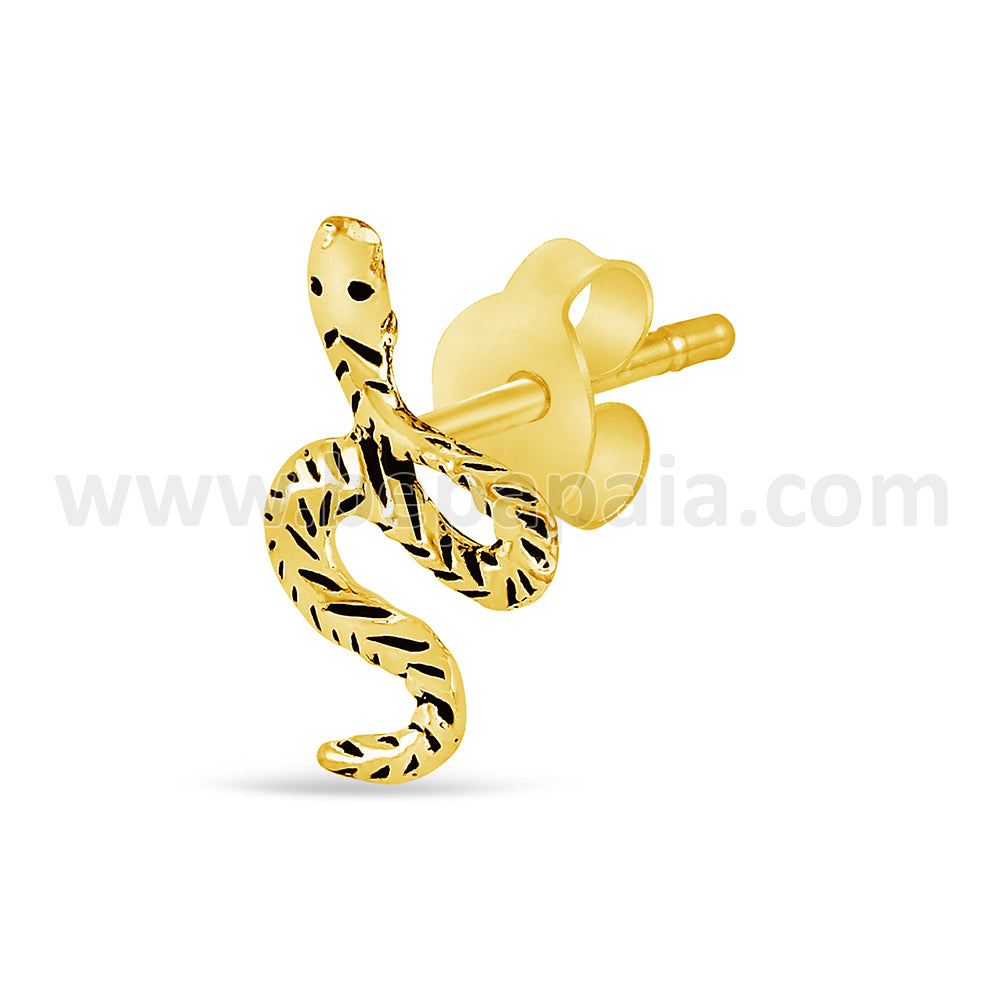 Sterling silver and gold plated stud with snake