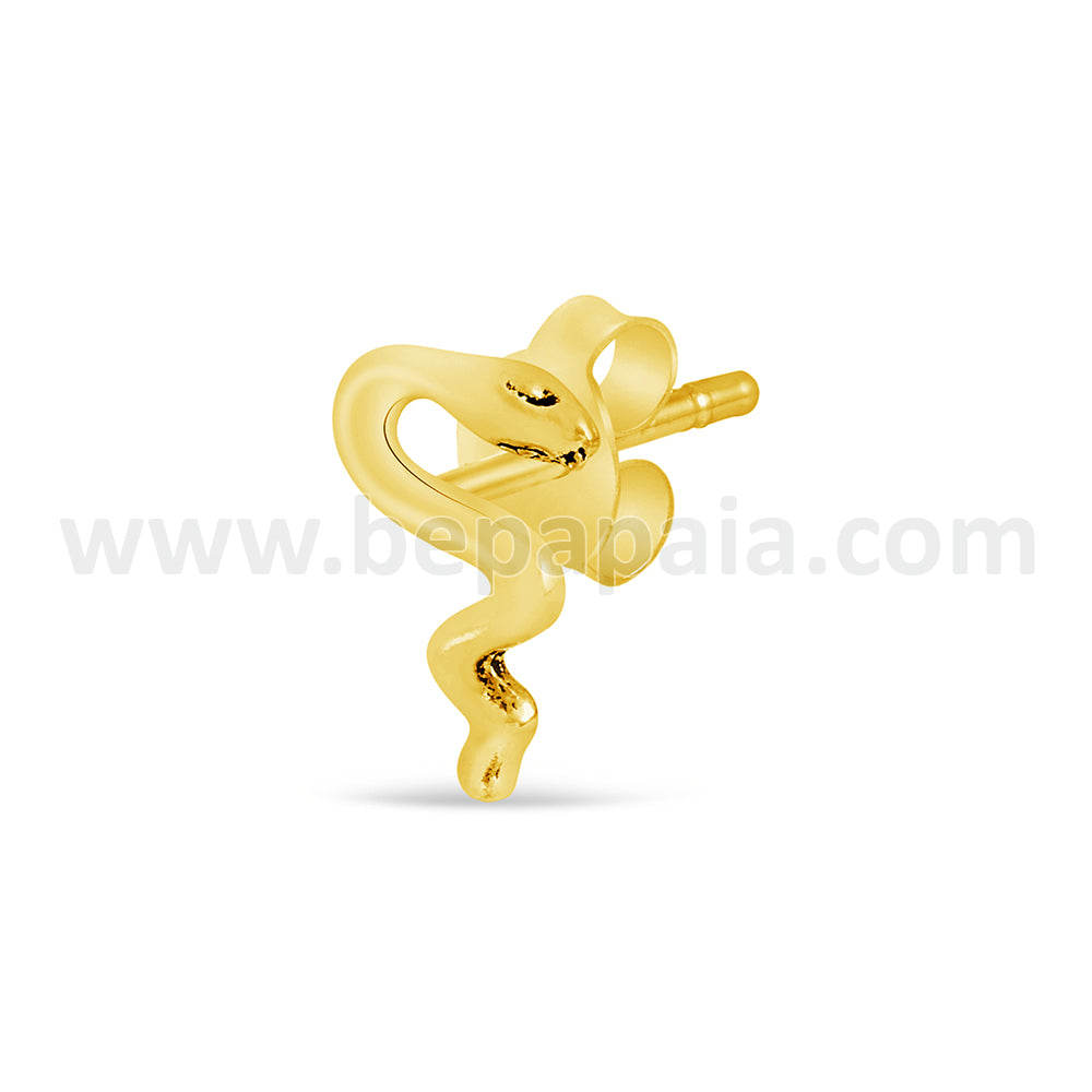 Sterling silver and gold plated stud with snake