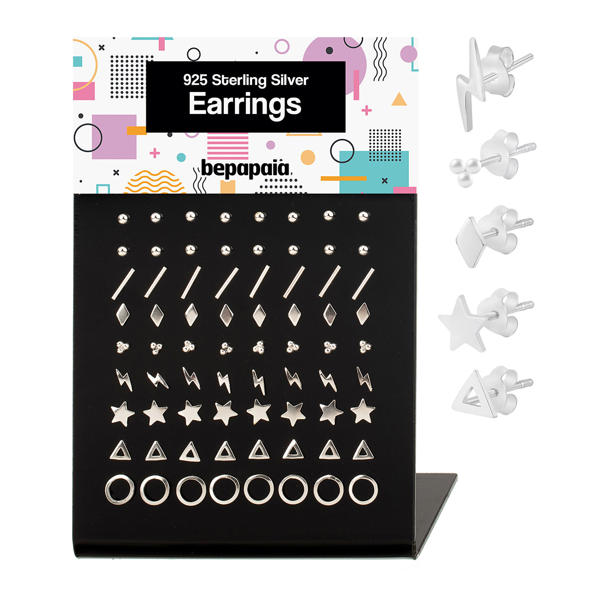 Silver ear stud plain shapes