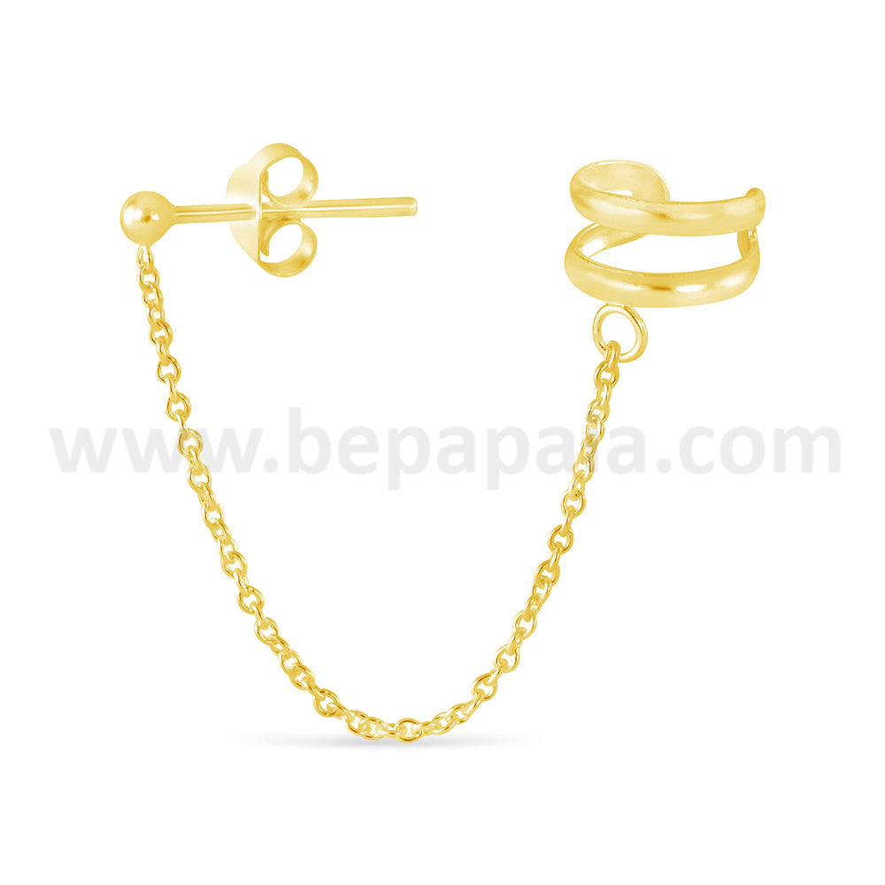 Gold plated ear cuff with chain