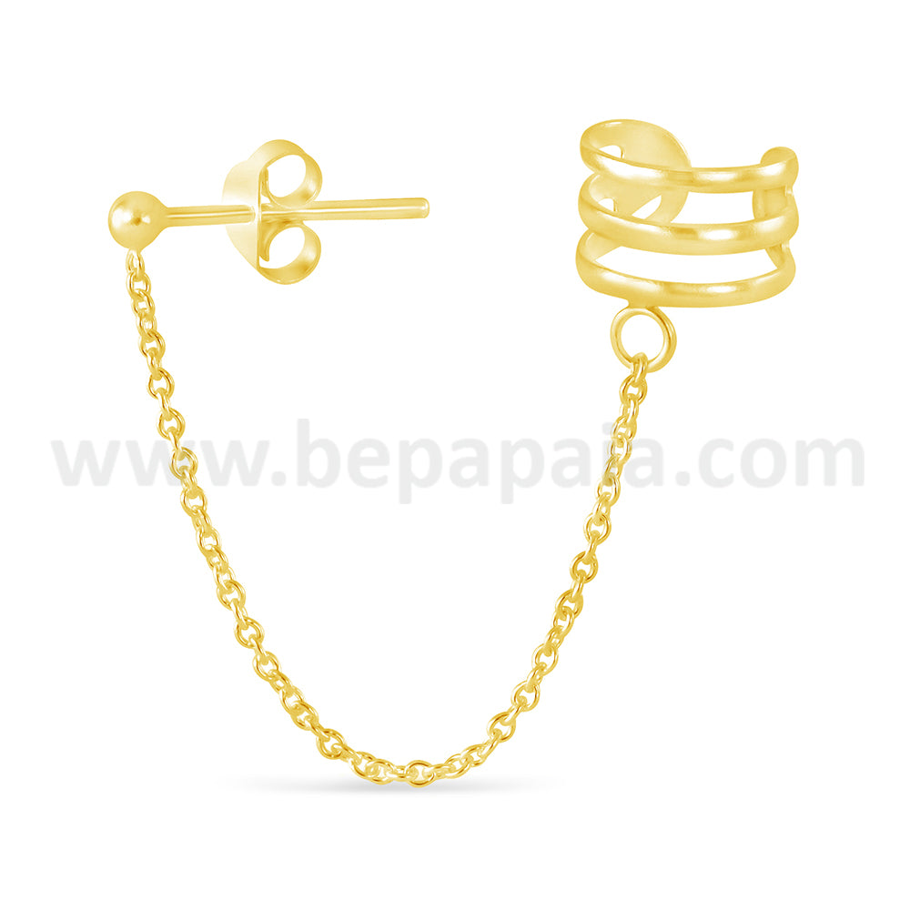 Gold plated ear cuff with chain