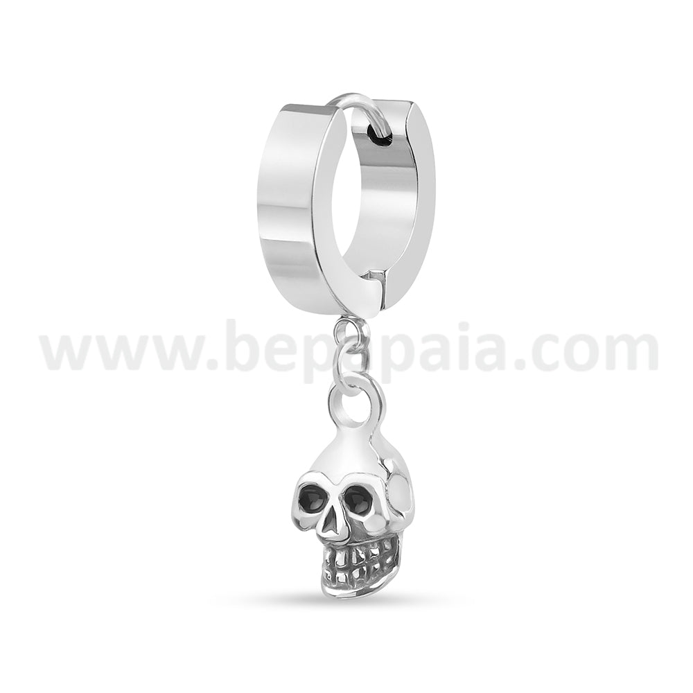 Steel hoop earrings with skull