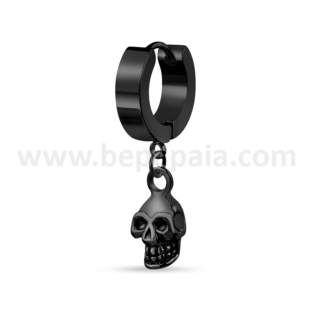 Steel hoop earrings with skull