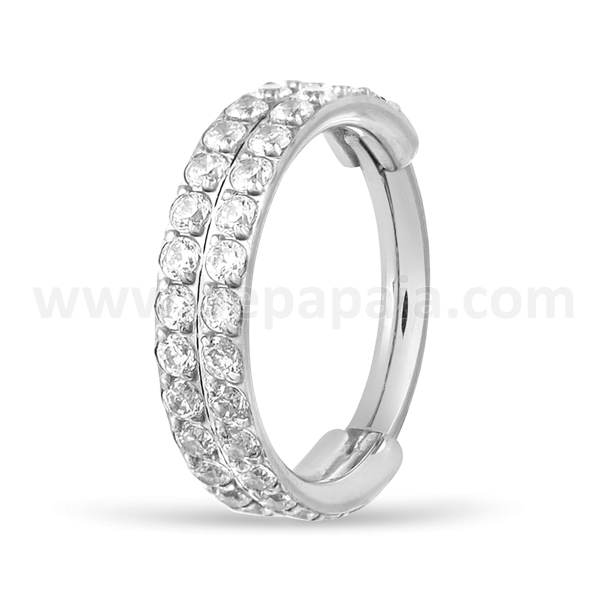 Titanium hinged segment ring with double line of gems