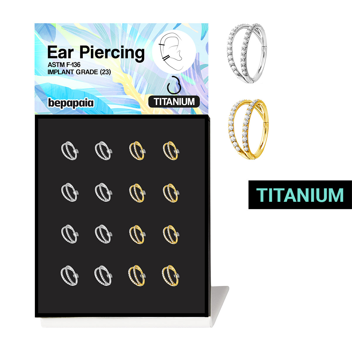 Titanium 2 hinged segment ring gems on edge
