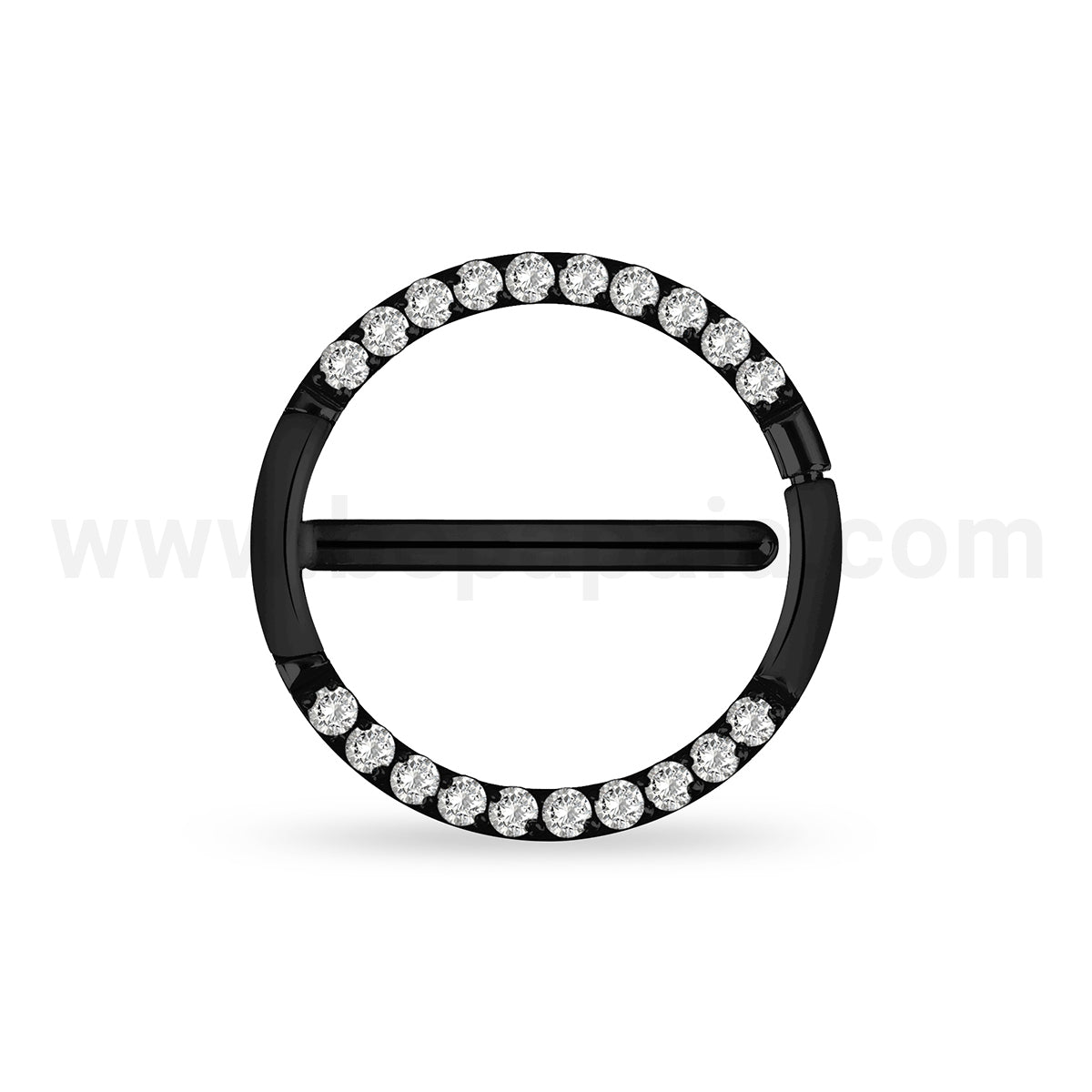 Surgical steel nipple hinged ring piercing with gems