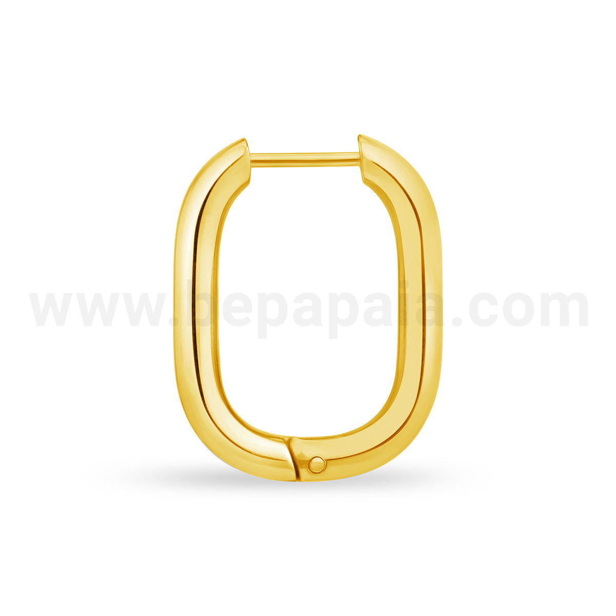 Steel rectangular hoop earring gold colour