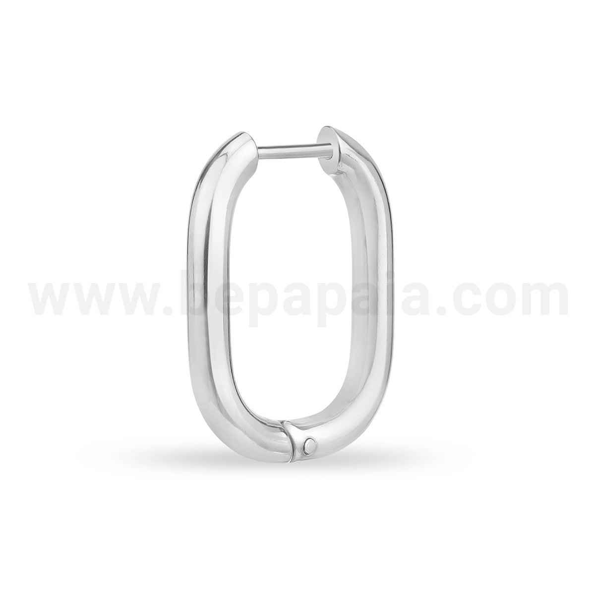 Steel rectangular hoop earring