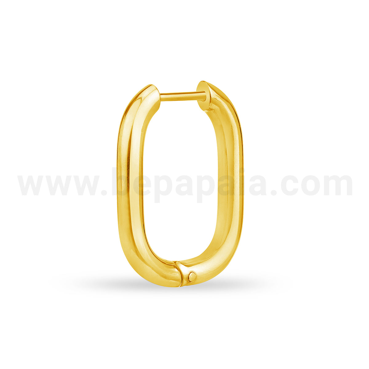Steel rectangular hoop earring gold colour