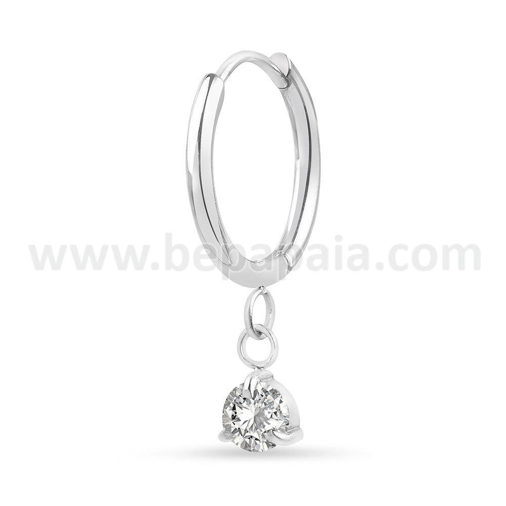 Stainless steel hoop earrings with hanging jewels
