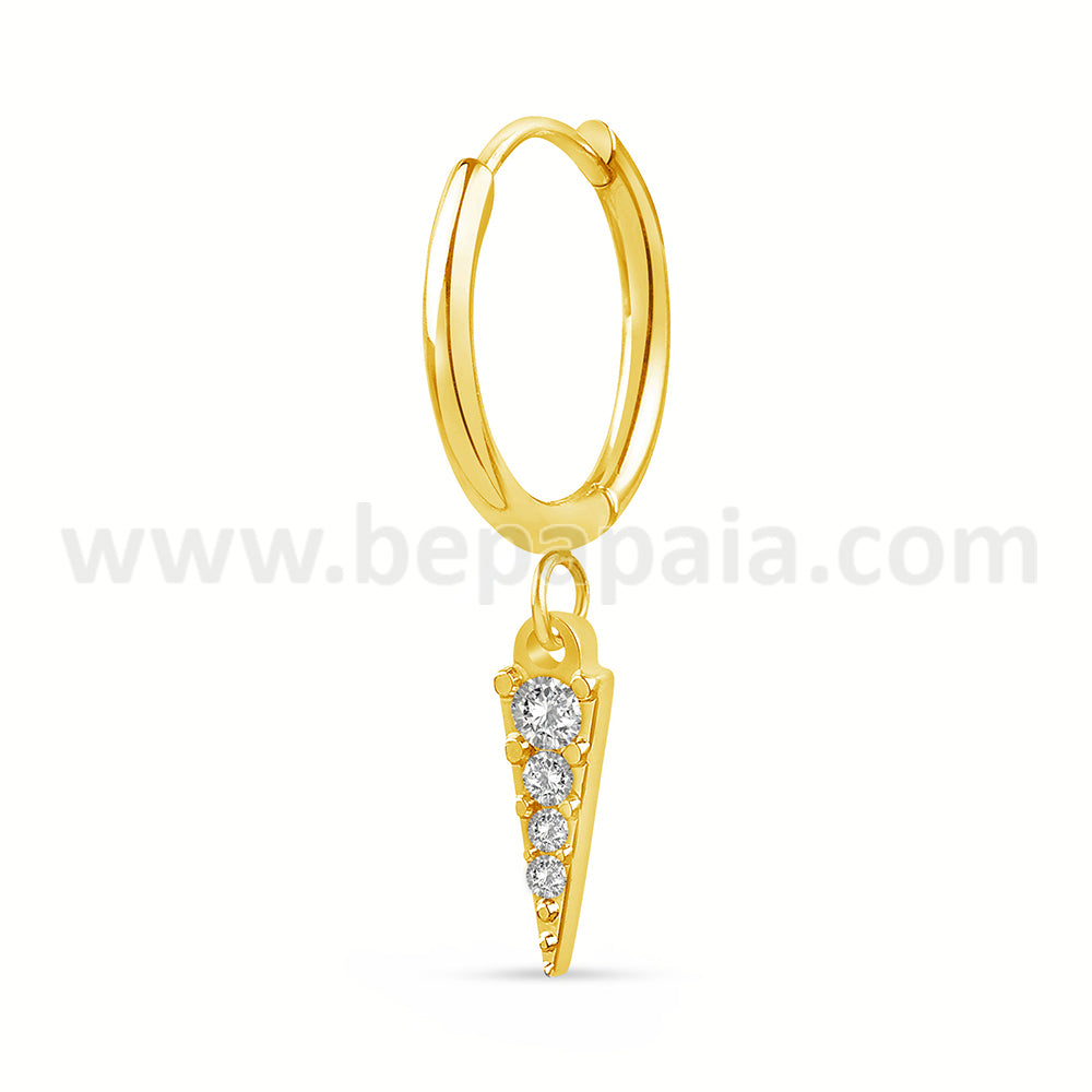 Gold steel hoop earrings with hanging jewels