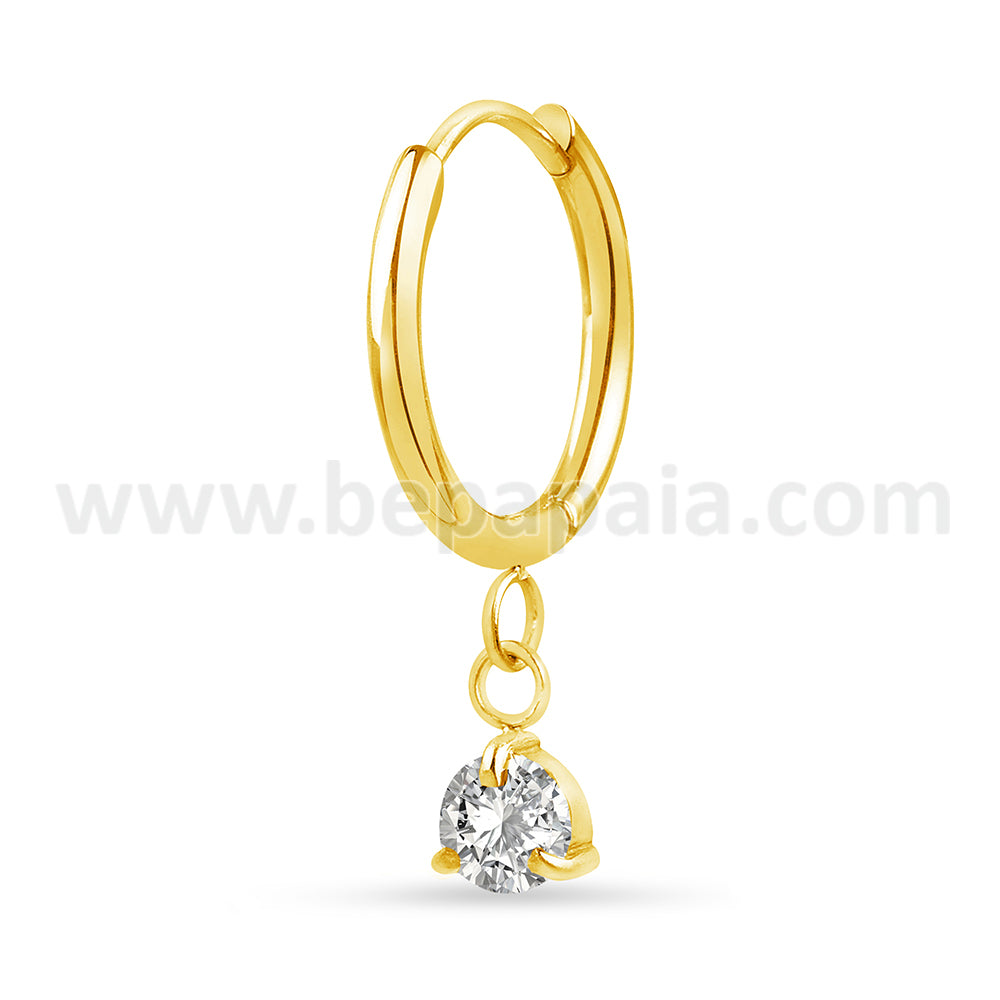 Gold steel hoop earrings with hanging jewels