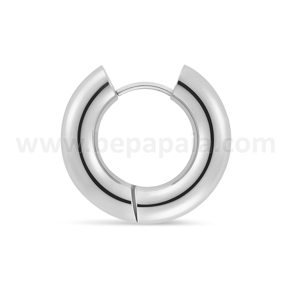 Stainless steel and black steel hoop earring 4 & 5 mm