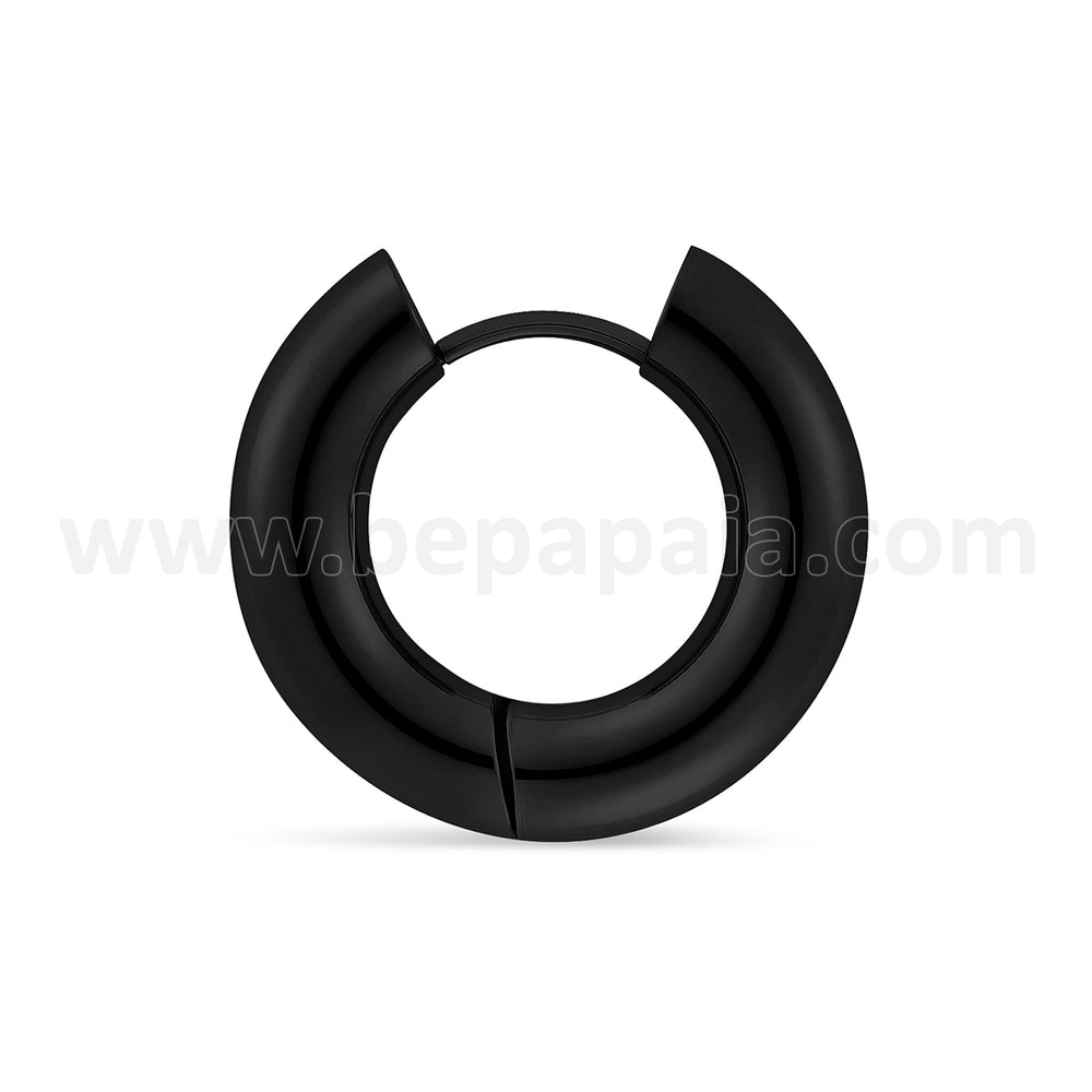 Stainless steel and black steel hoop earring 4 & 5 mm