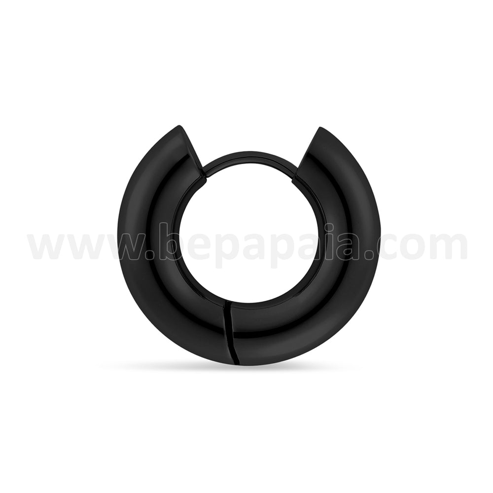 Stainless steel and black steel hoop earring 4 & 5 mm