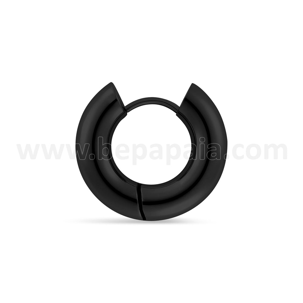 Stainless steel and black steel hoop earring 4 & 5 mm