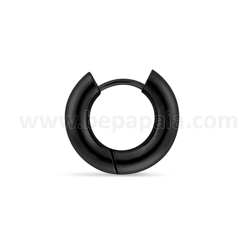 Stainless steel and black steel hoop earring 4 & 5 mm