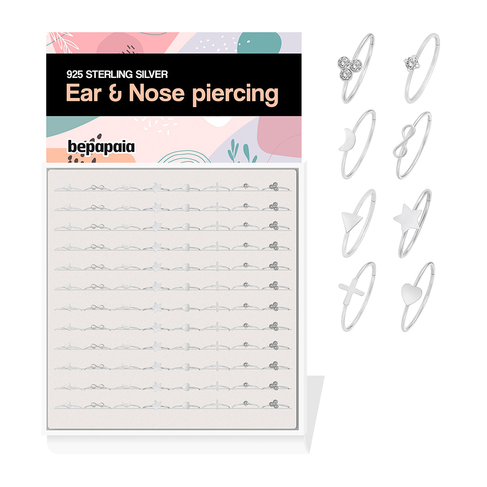 Piercing de nez et oreille en argent designs variés