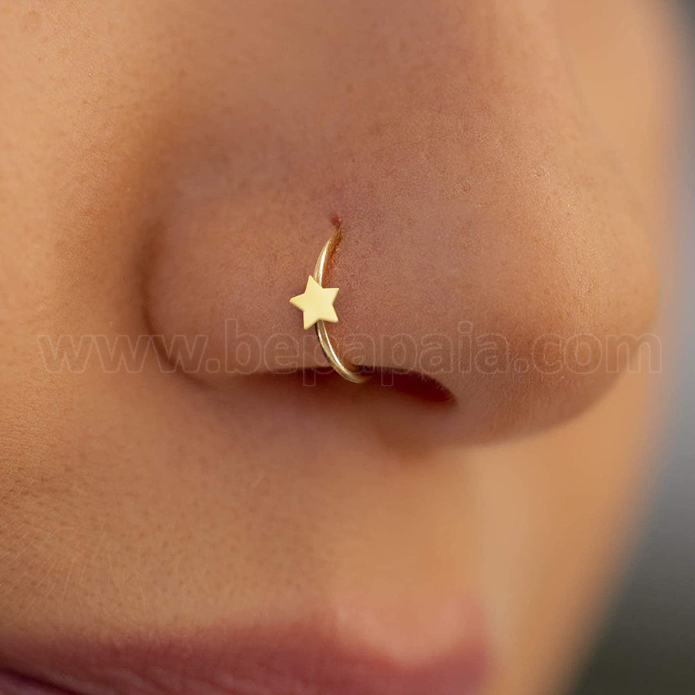 Piercing naso e orecchio argento con bagno d'oro con 8 disegni