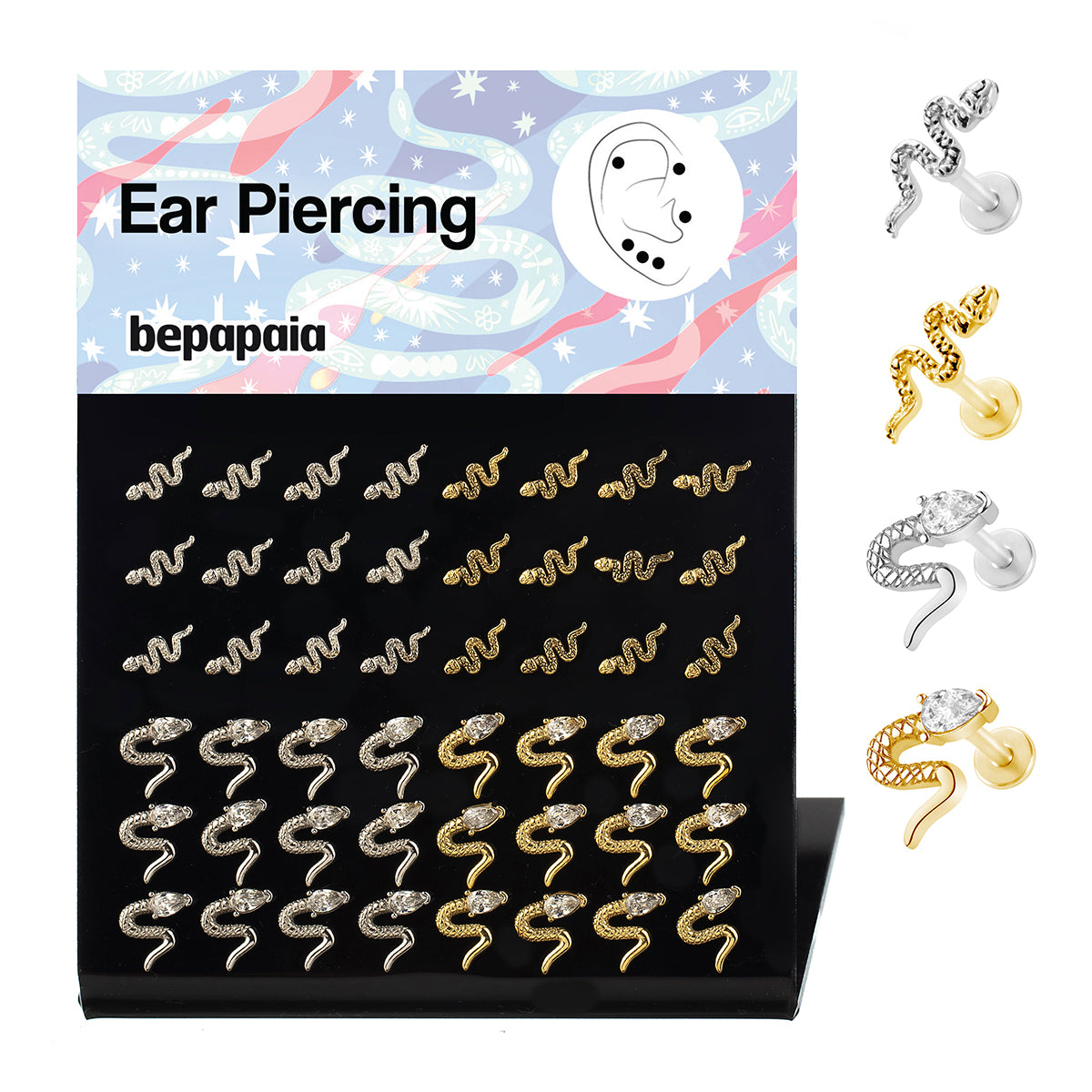 Piercing d’oreille avec serpent