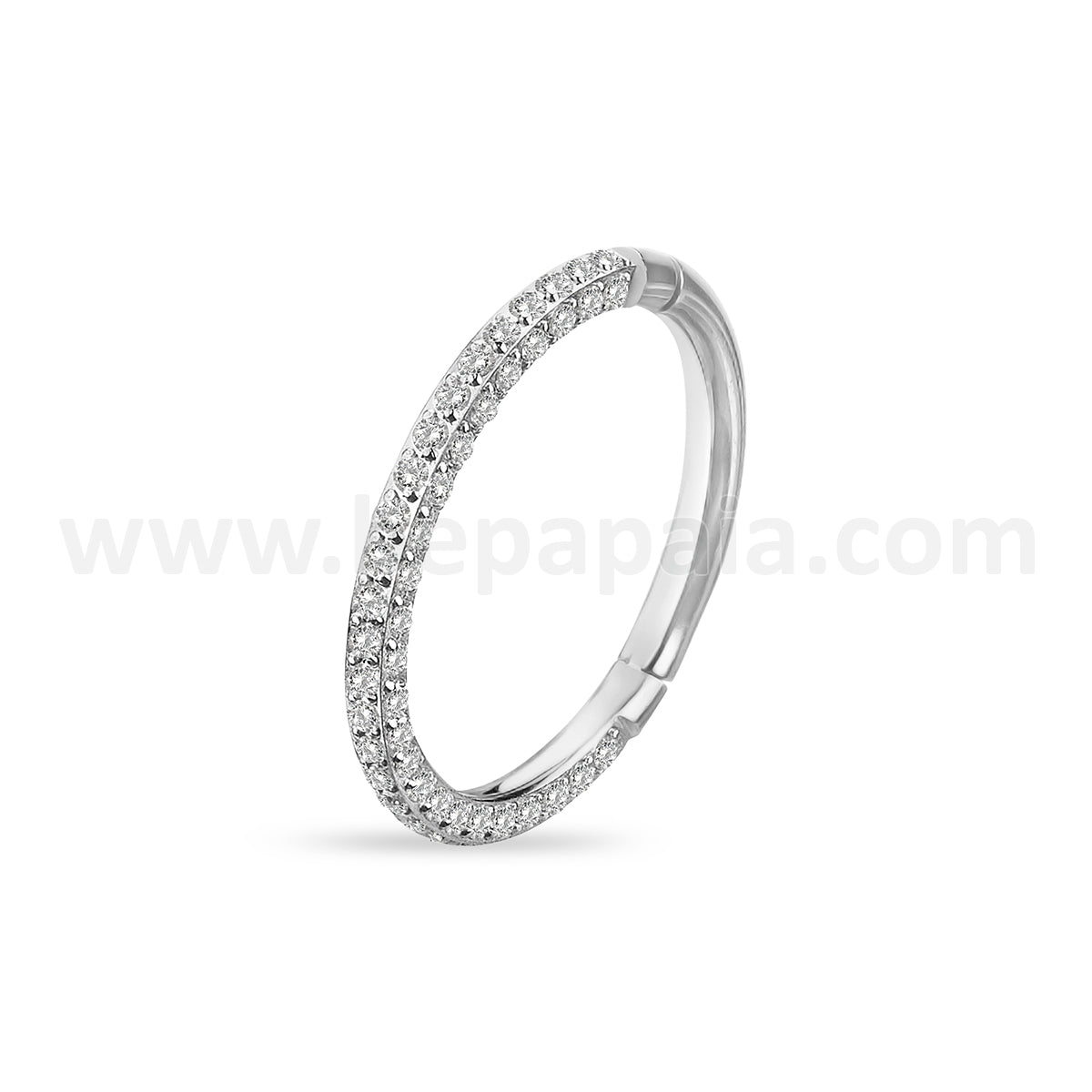 Surgical steel hinged segment ring with CZ paved on front and sides.