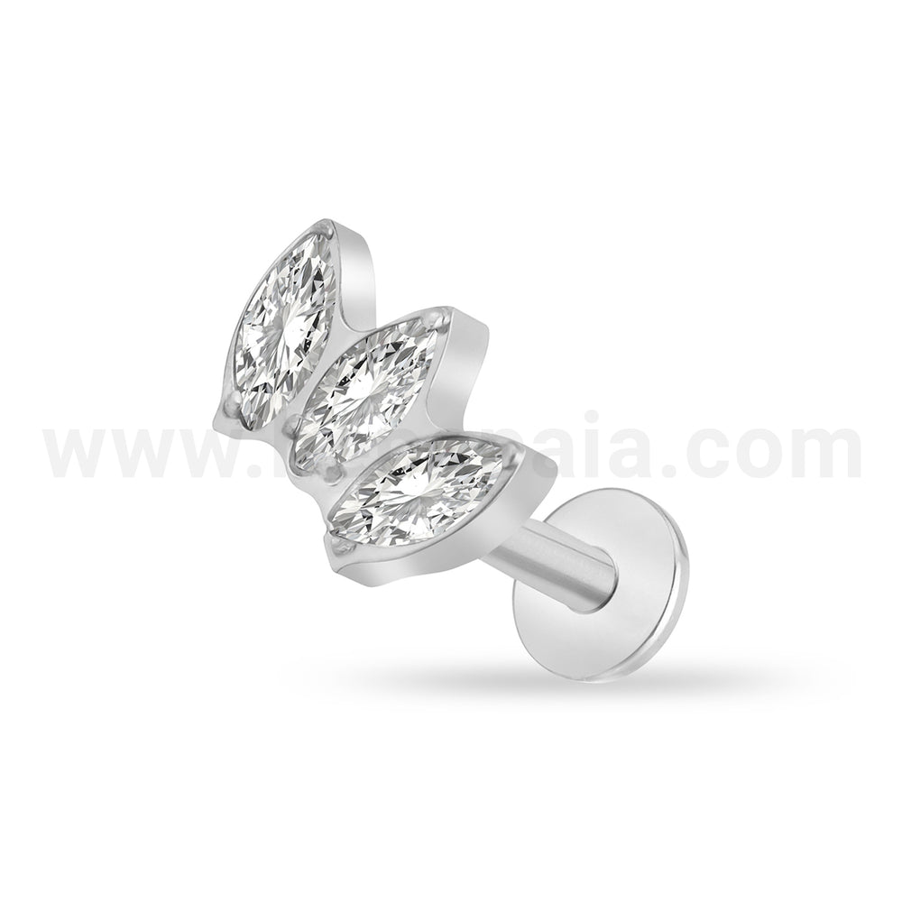 Titanium ear piercing marquise lotus