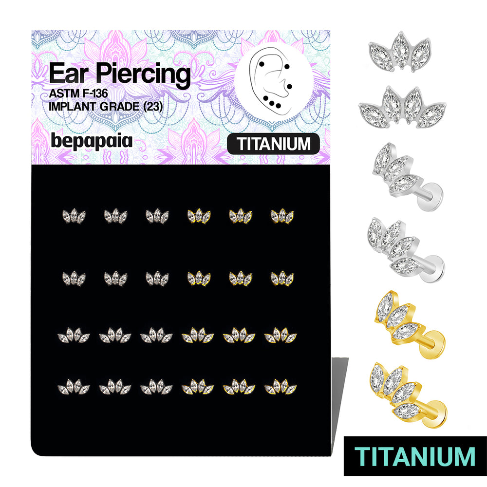 Titanium ear piercing marquise lotus