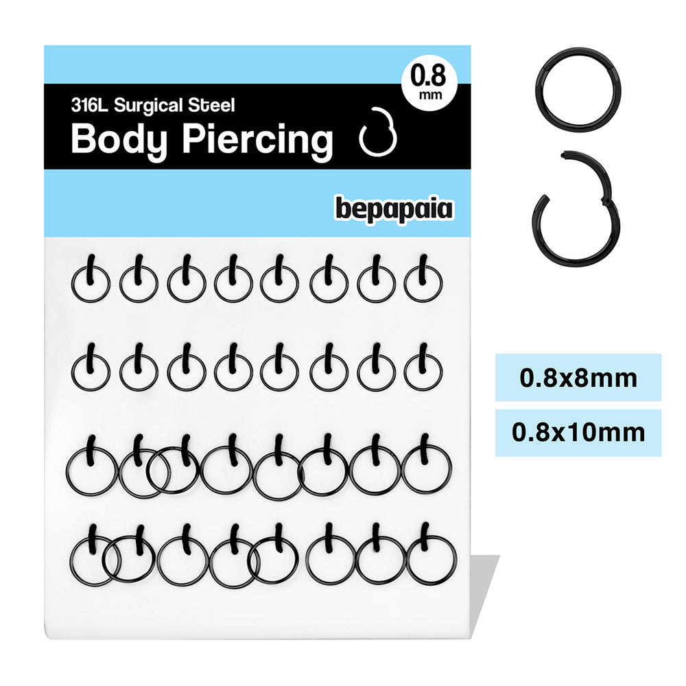 Hoop earring 0.8mm black steel clickker