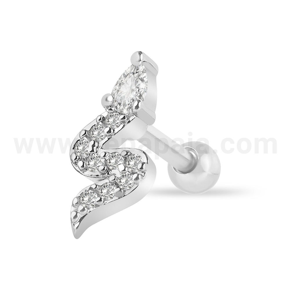 Surgical steel tragus snake gems