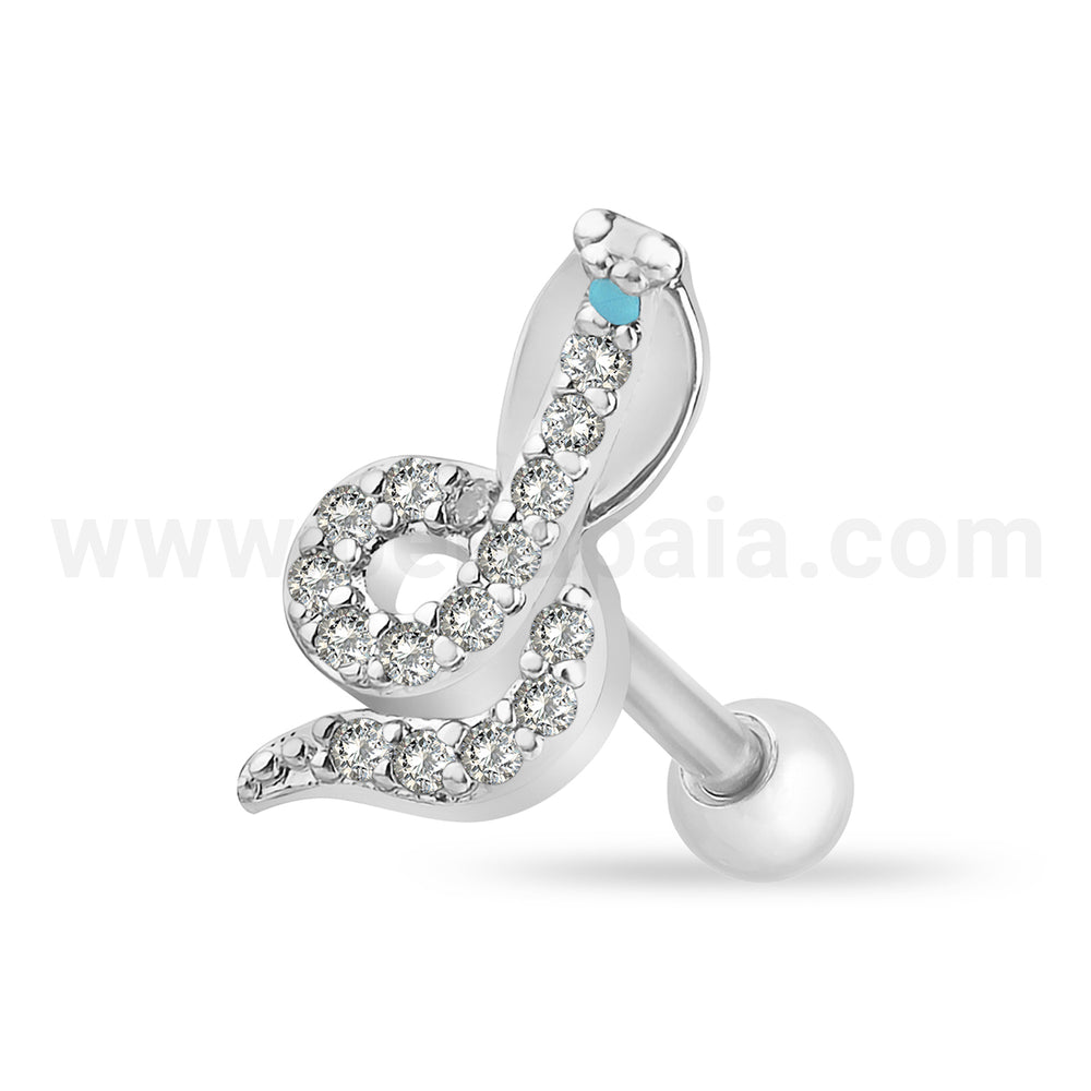 Surgical steel tragus snake gems