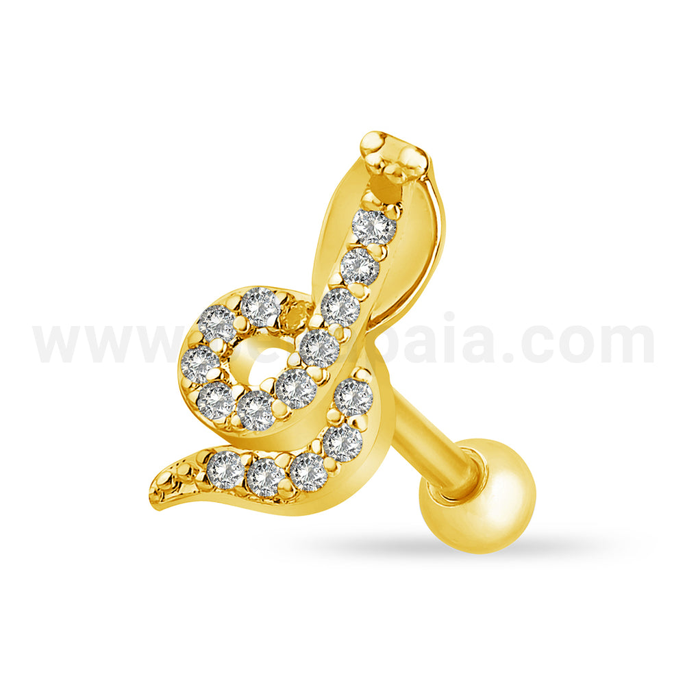 Surgical steel tragus snake gems