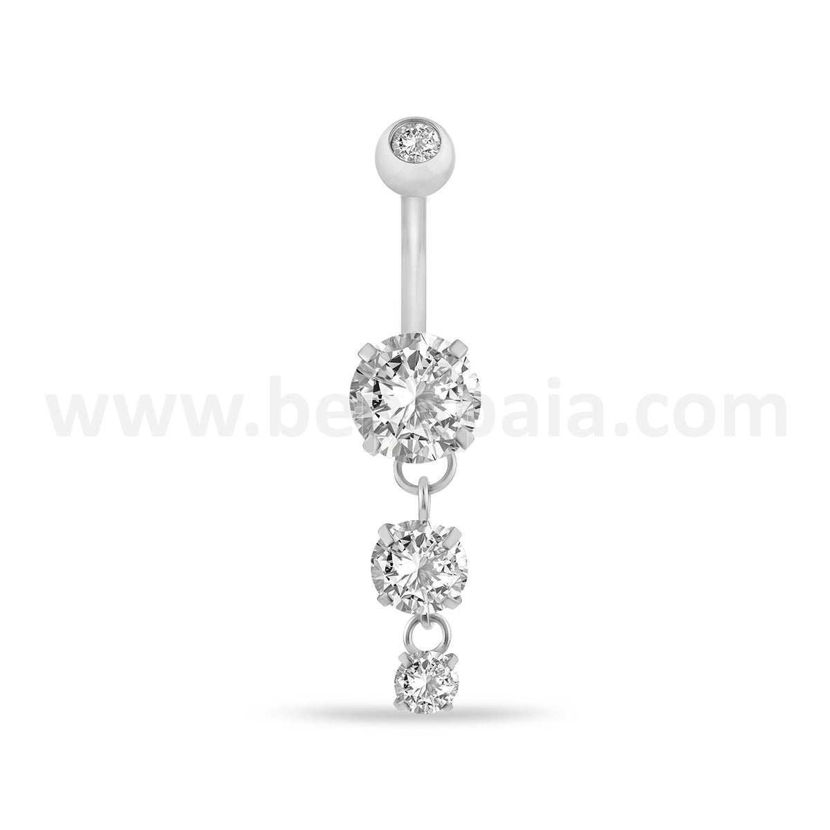 Surgical steel belly ring with 3 cubic zirconia