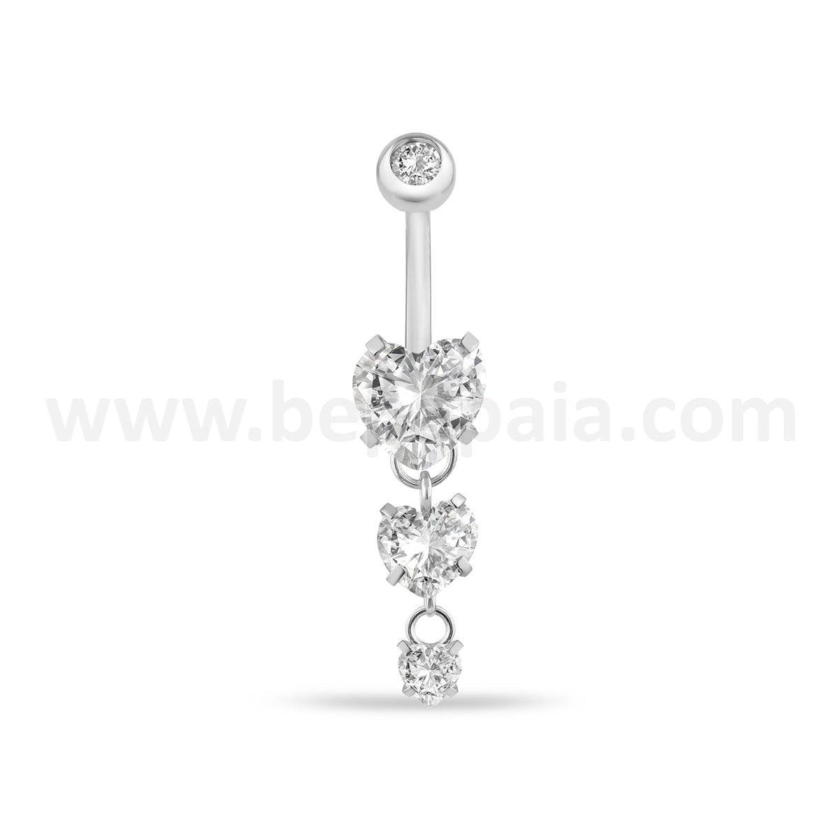 Surgical steel belly ring with 3 cubic zirconia