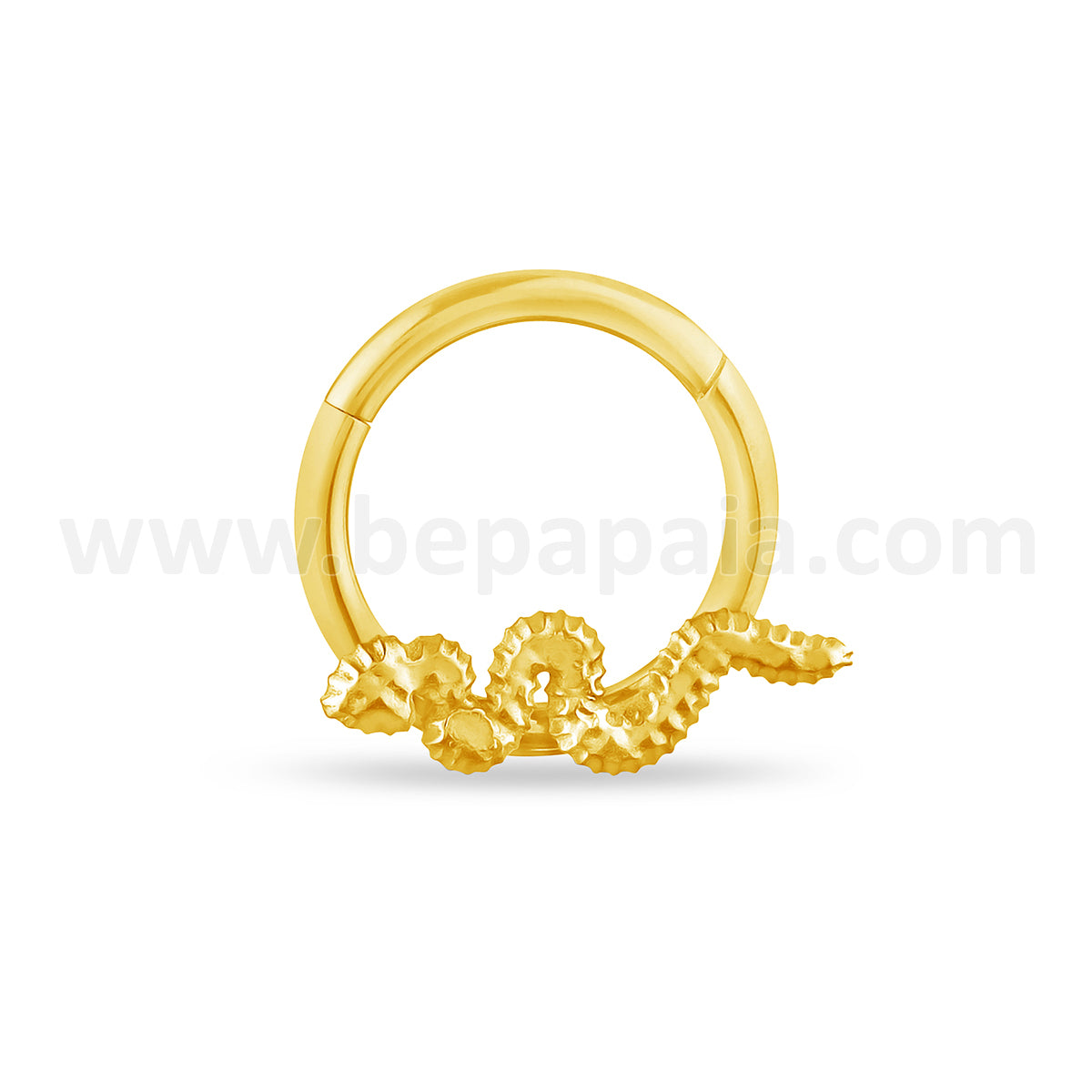 Hinged segment ring with snake