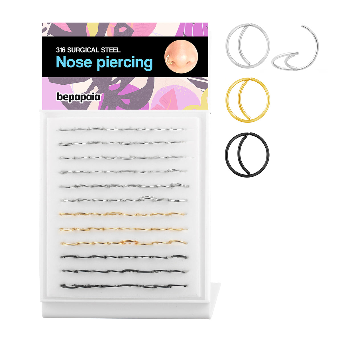 Surgical steel flexible nose ring double