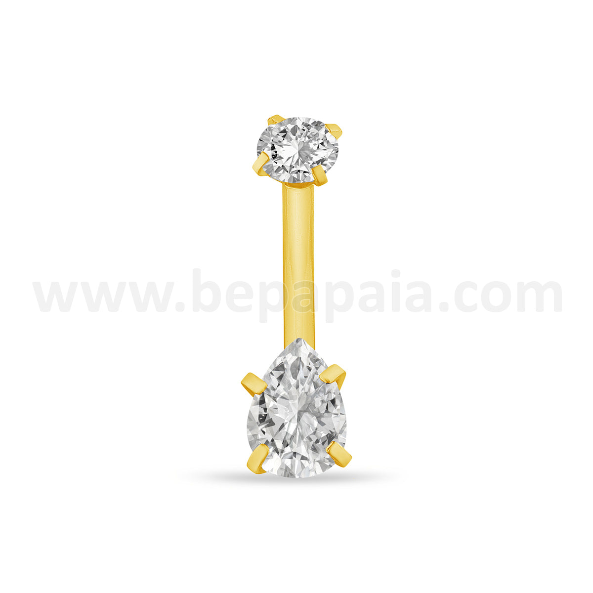 Surgical steel belly ring pear shape cubic zirconia