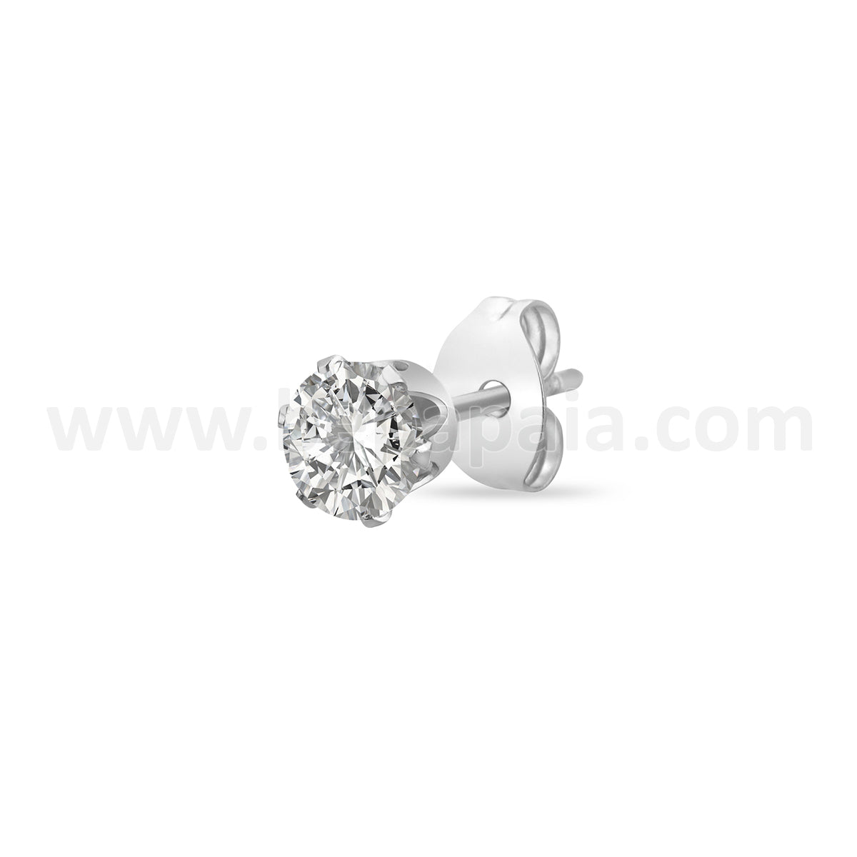 Steel ear studs with round-set cubic zirconia
