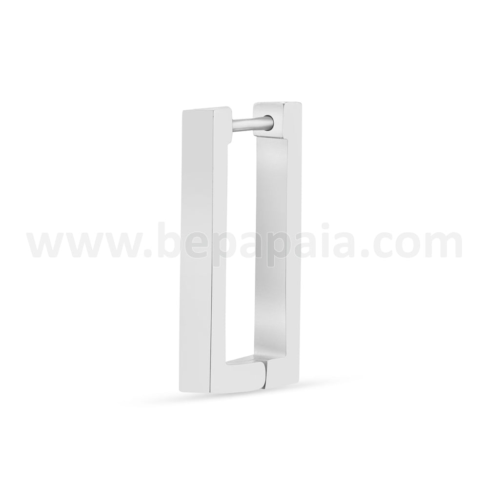 Hoop earring of rectangular link steel