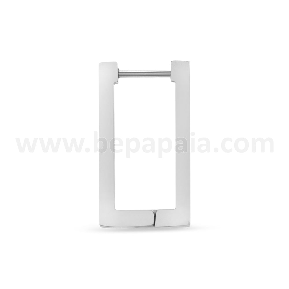 Hoop earring of rectangular link steel