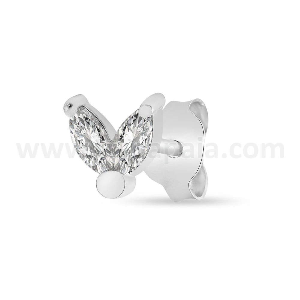 Silver ear stud with zirconia mix