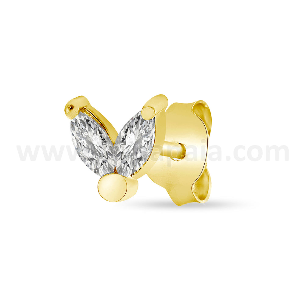 Gold plated silver ear stud with zirconia mix