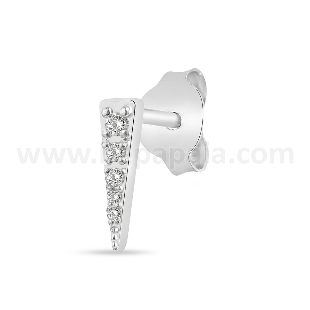 Silver ear stud with zirconia mix