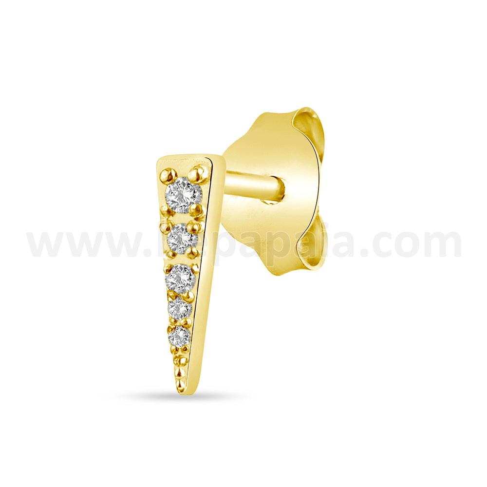 Gold plated silver ear stud with zirconia mix