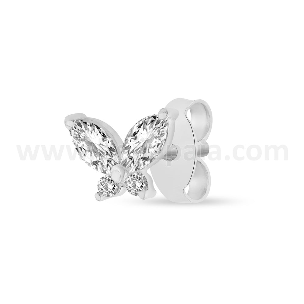 Silver ear stud with zirconia mix