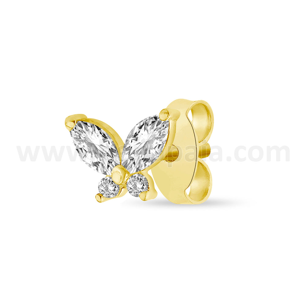 Gold plated silver ear stud with zirconia mix